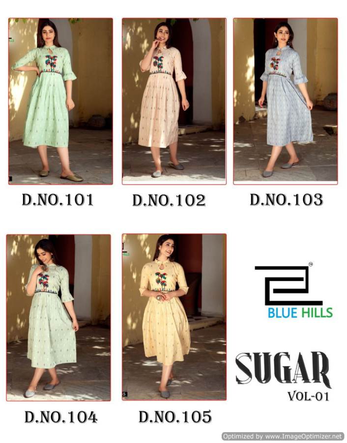 Blue Hills Sugar 1 Ethnic Wear Rayon Designer Long Printed Kurti Collection